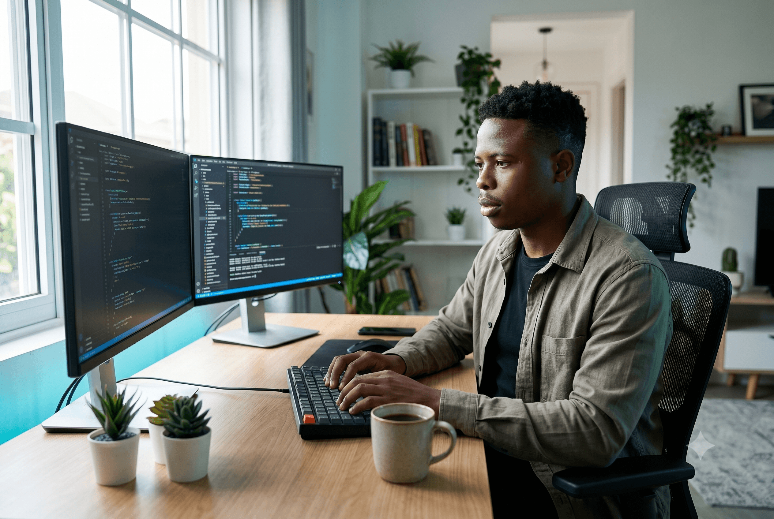 Charles working at his desk